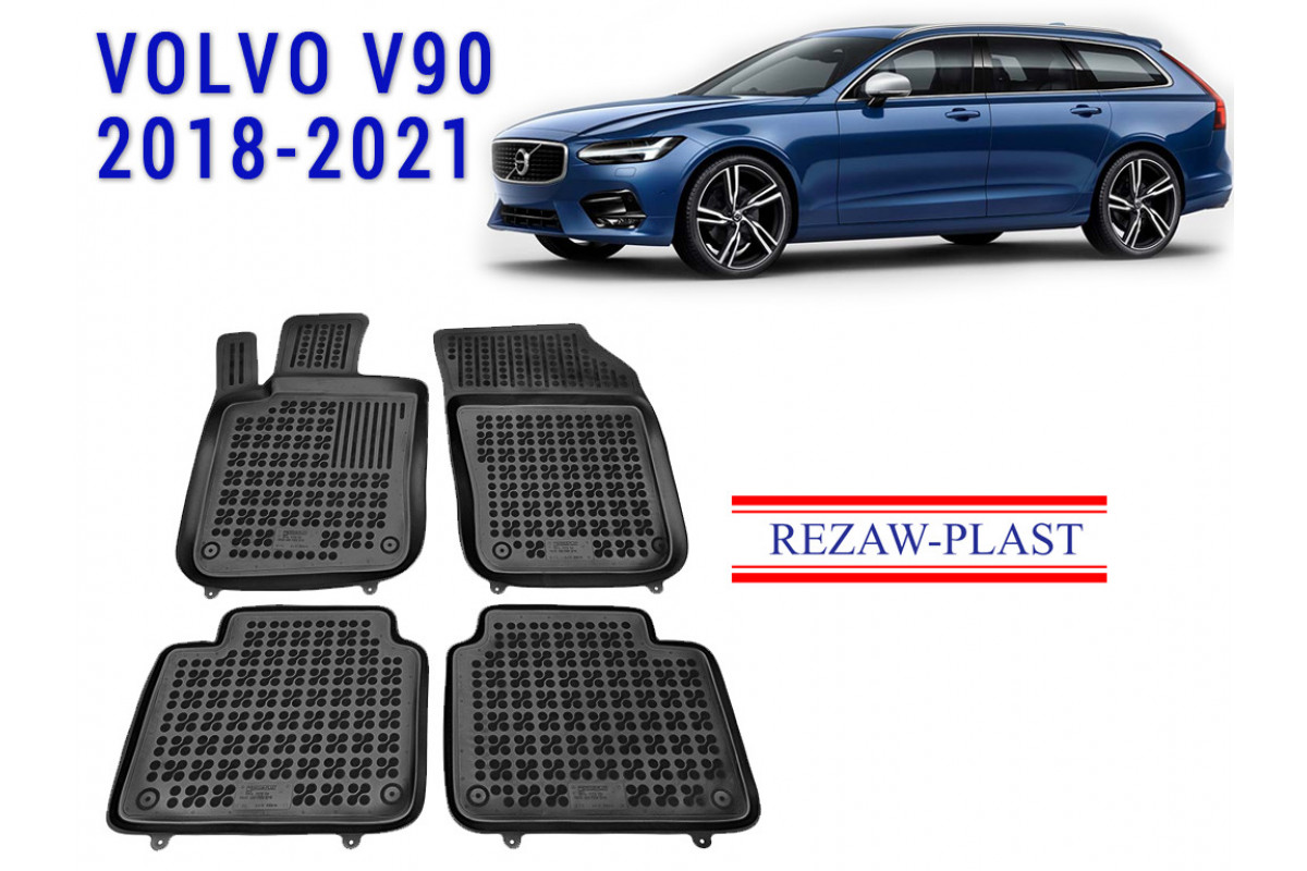 RezawPlast Rubber Floor Mats Set for Volvo V90 20182021 Black